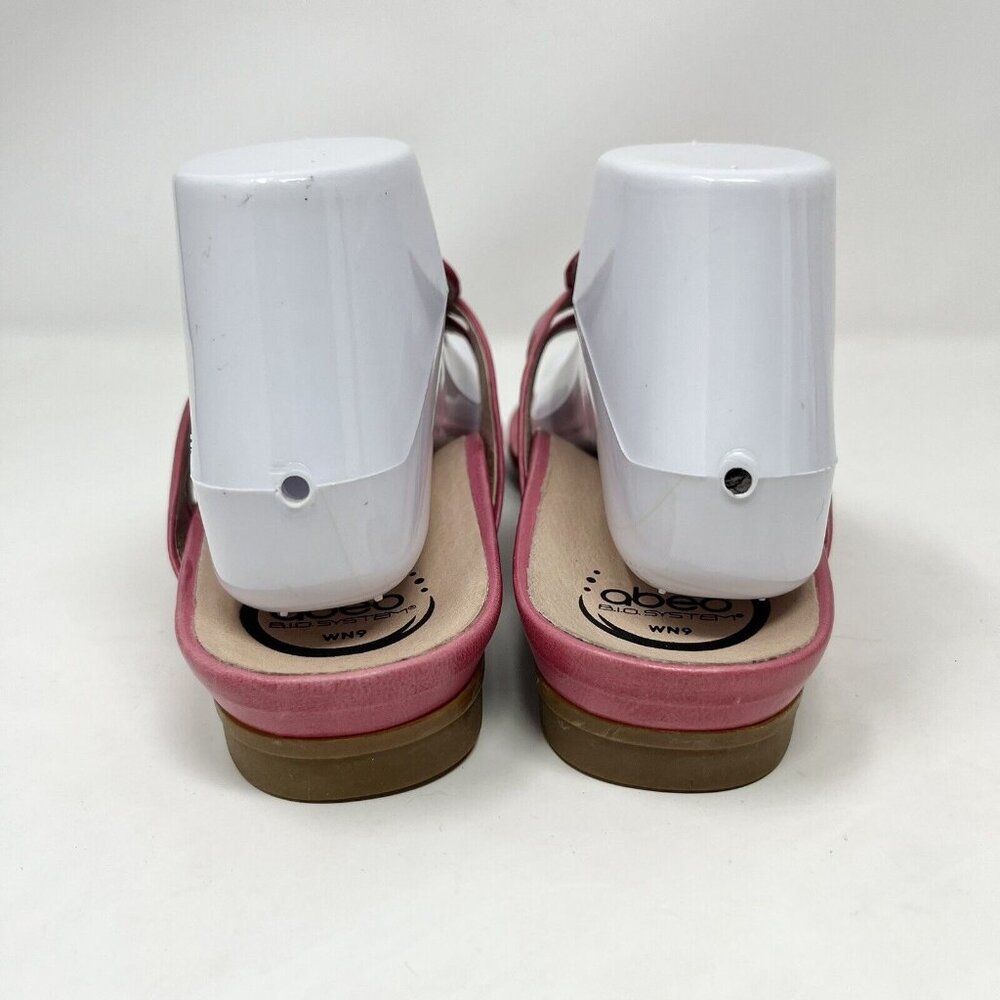 Abeo Womens Pink Sandals Flip Flops Sheena Size 9 N Triangle Woven Leather - Picture 4 of 9